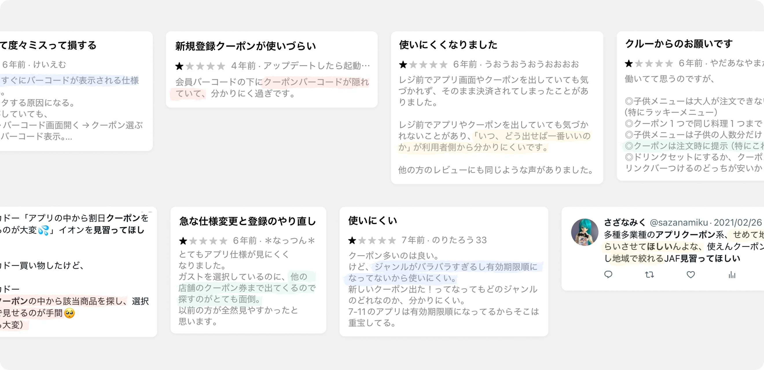 他社アプリのクーポン機能に関するレビュー調査結果